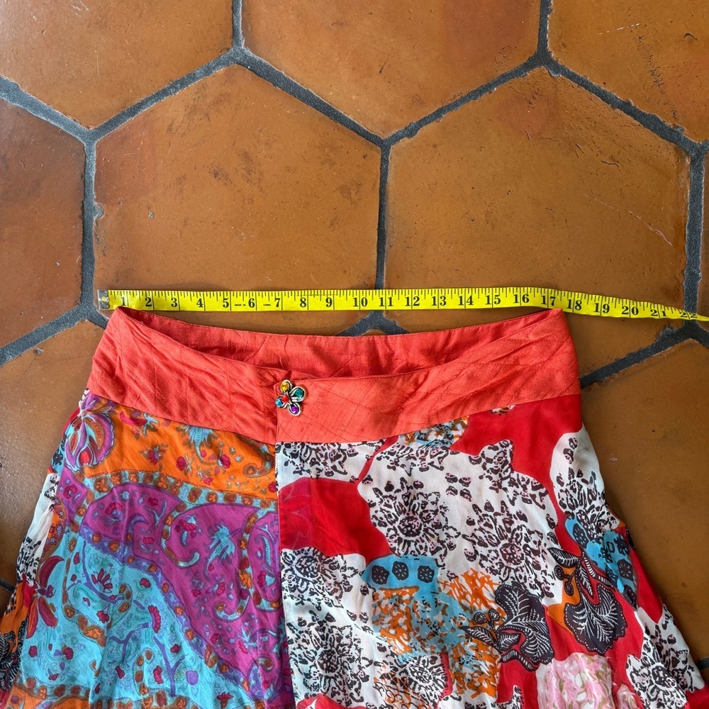 Sandy Starkman Women's Artsy Boho Silk Midi Skirt Art To Wear Size Medium M - Picture 7 of 8